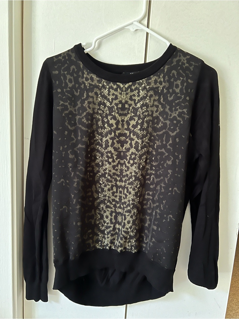 H&M Black Sweatshirt with Gold Animal-Print Panel